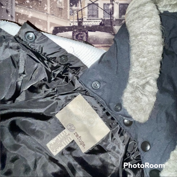 REFUGE Puffer Jacket w/ BANANA REPUBLIC Wool Scarf, Detachable Fur Hood, Wmn's M - Picture 7 of 16